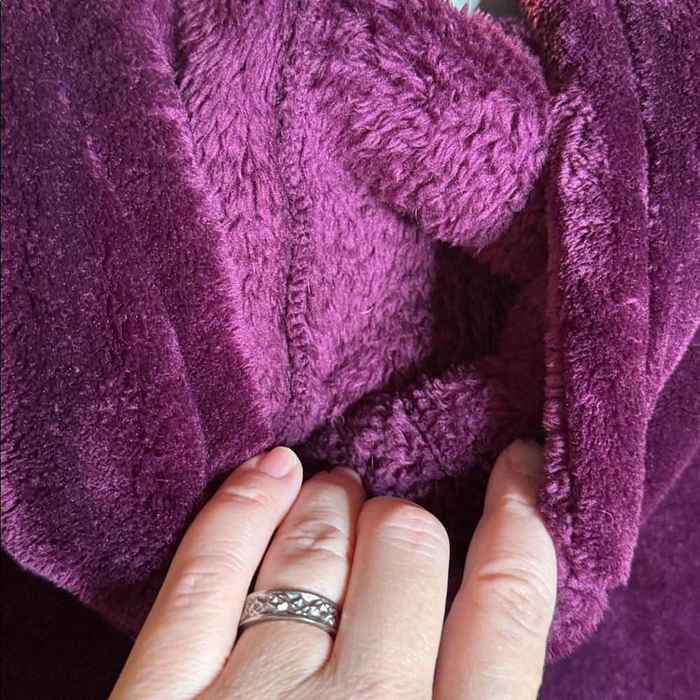 32 Degrees Luxe Fur Hooded Zip Jacket Size Small Plum Purple Soft Sherpa Fleece - Picture 13 of 13